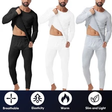 Thermal Underwear for Men 2PCS Long Johns Base Layer Cold Weather Top Bottom Set