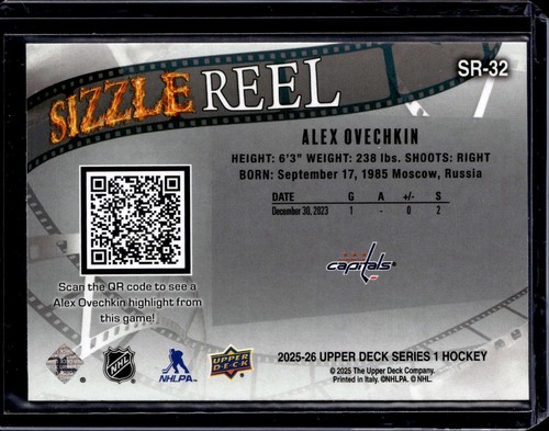 2025-26 Upper Deck Series 2 #SR-32 Alex Ovechkin Sizzle Reel Capitals - Bild 2 von 2