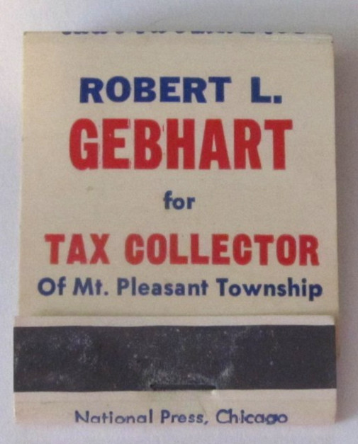 Vintage Matchbook Matches Full Robert L. GebHart Mt. Pleasant Township PA Vote