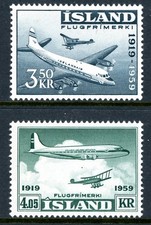 Iceland 1959 Airmail Scott #C30-C31 Mint Non Hinged T91