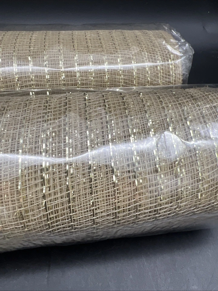 Jute, Poly Mesh, Gold & Natural Lot Of 2 Brand New natural beige With gold 10x10 - Image 3 of 4