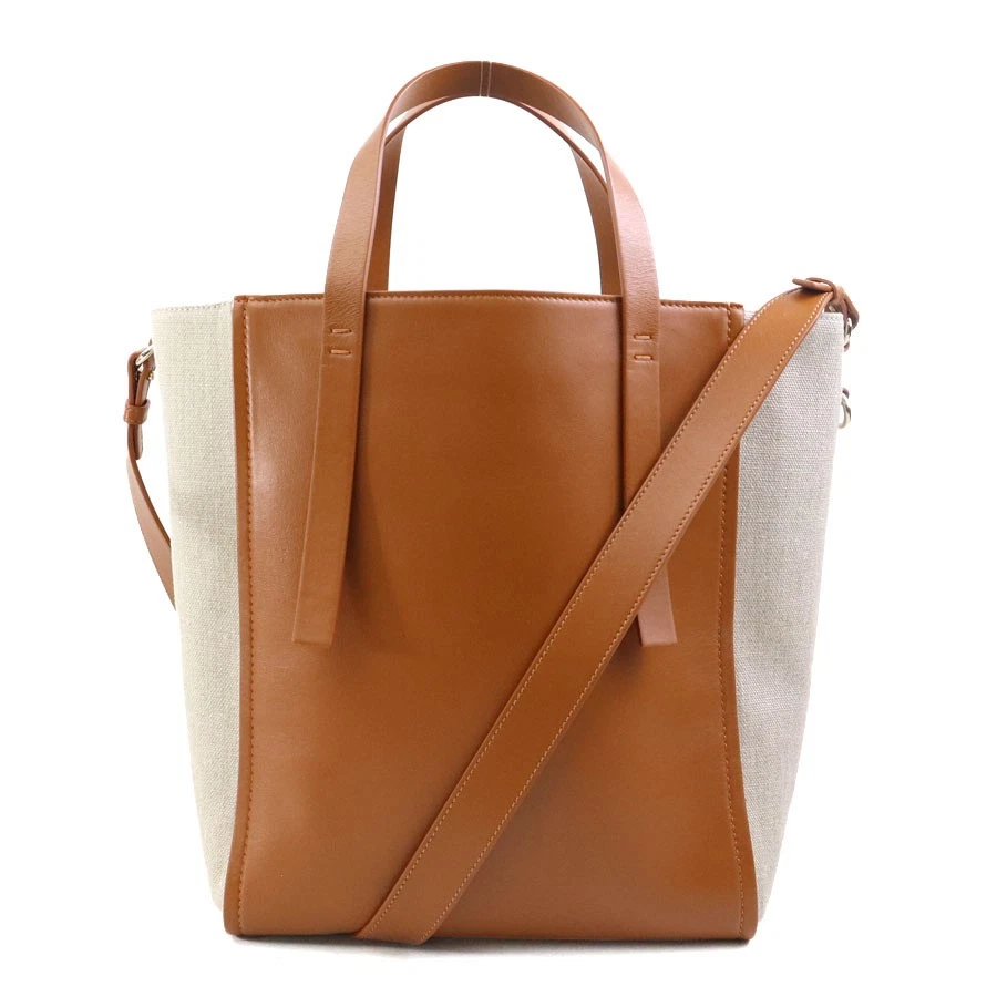 Chloe — Auth Chloe Handbag Shoulder Bag Brown/Beige Leather/Canvas - 90239a