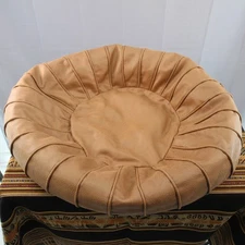Pair Thgonwid Unstuffed Pouf Ottoman Cover Faux Brown Pebbled Leather