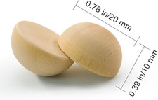 100PCS Half Wood Balls 3/4 Inch Split Wood Balls Unfinished Natural Half Bead...