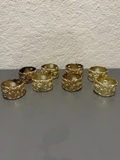 Vintage Godinger Silver Art Co Baroque Rococo Gold Napkin Rings Set of 8