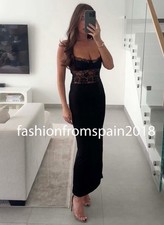 ZARA NEW WOMAN STRAPPY LONG COMBINATION LACE DRESS BLACK S,M,L 1067/004/800