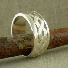 Sterling Silver Celtic Knot Wedding Ring KEITH JACK 9.5 mm wide Size 10.5