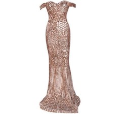 Gold Off Shoulder Evening Gown