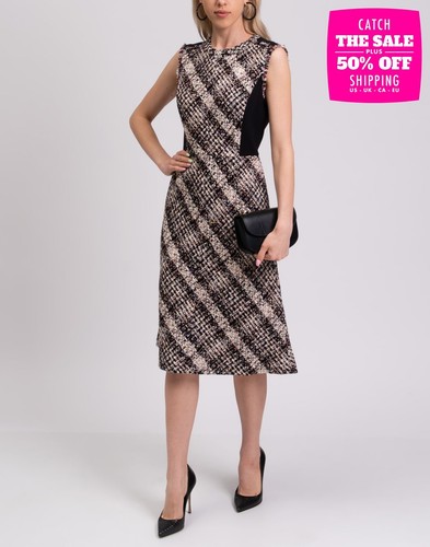 RRP€520 TORY BURCH Tweed A-Line Dress US4 UK8 IT40 S Wool Blend Fully Lined
