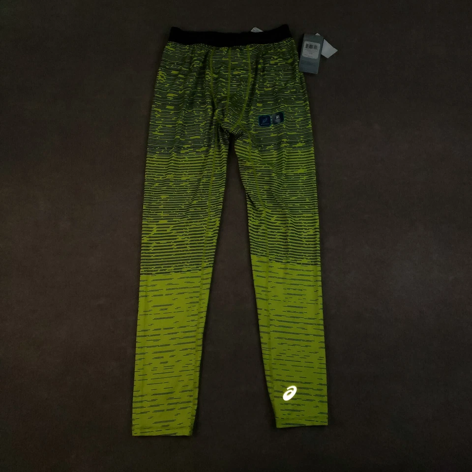 Asics Full Length Tights Mens Large Yellow Black Lightweight Compression Stretch - Image 2 of 4