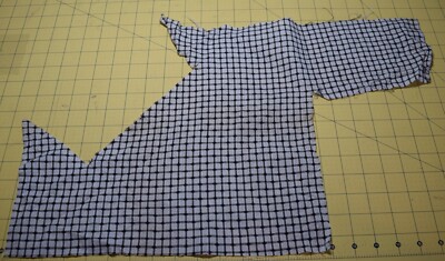 1856  Sm pc antique 1900-20's thread dyed woven fabric, black/wht plaid