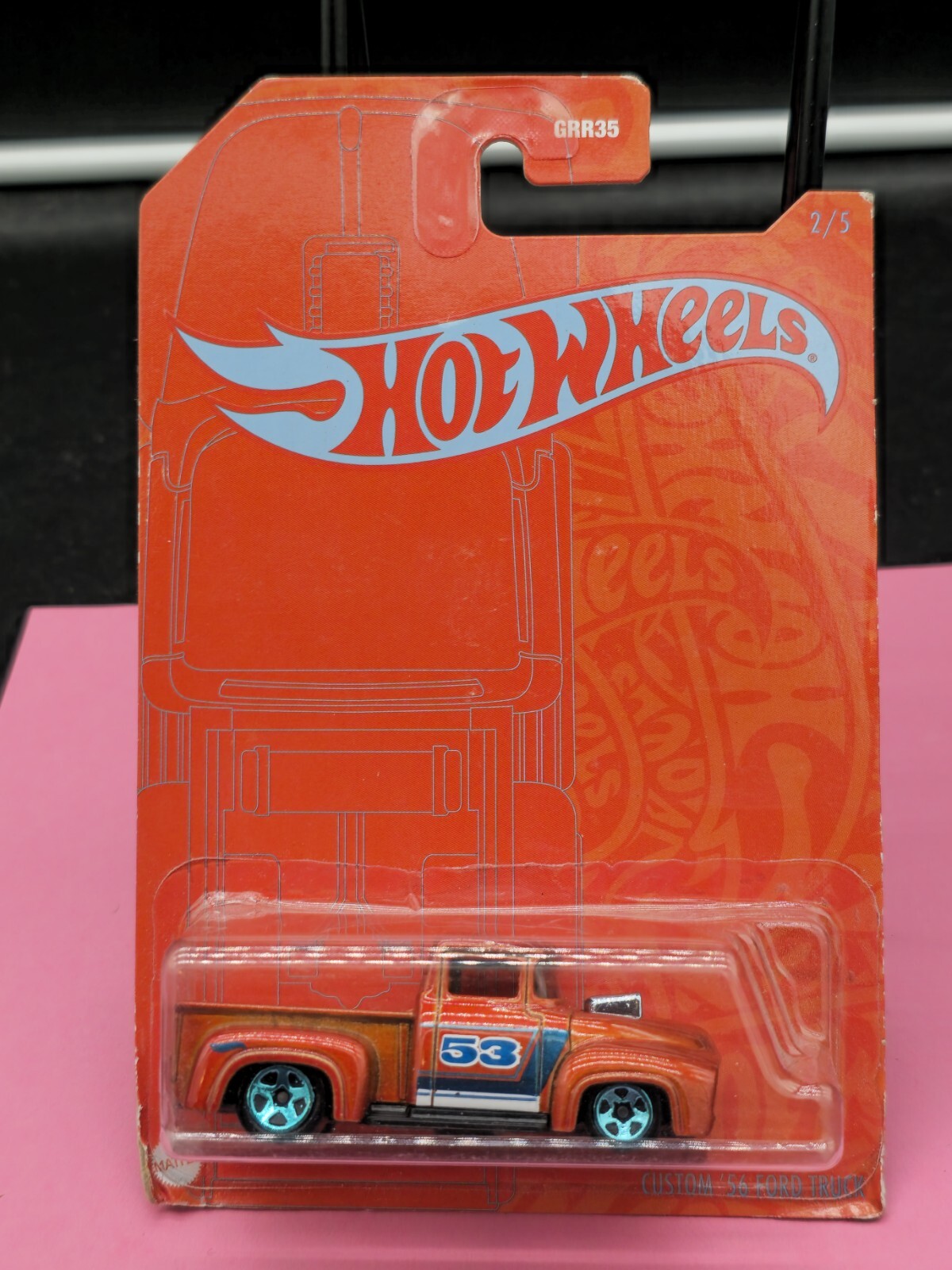 CUSTOM 1956 FORD TRUCK Hot Wheels 2021 Orange & Blue 53rd Anniversary NEW