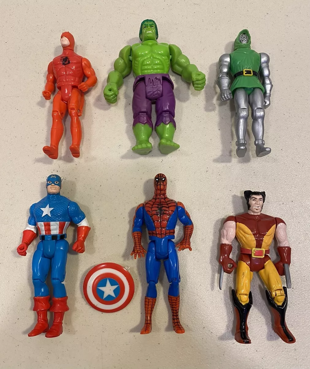 6 Toy Biz Marvel Action Figures LOT AS IS 90 91 Hulk Wolverine Spiderman Doom