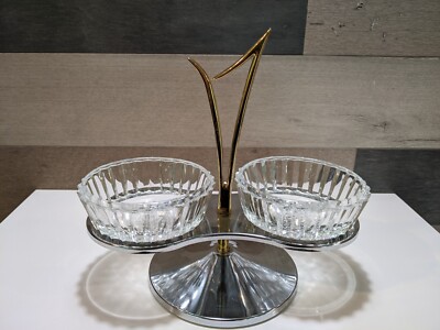 VTG KROMEX Hors d'oeuvre Glass & Metal Serving Dish