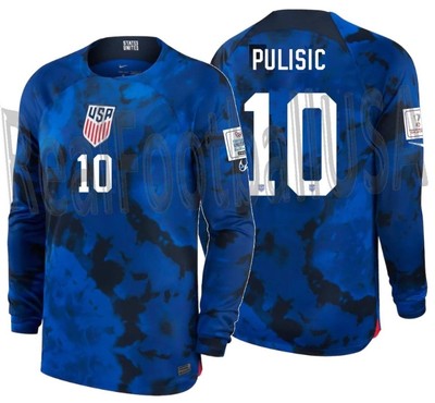 NIKE C. PULISIC USA USMNT LONG SLEEVE AWAY JERSEY FIFA WORLD CUP 2022 PATCHES