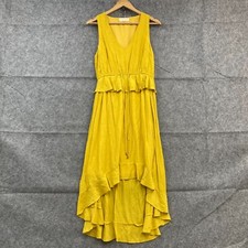 Chancery Dress Womens 10 yellow Sleeveless Elastic Waist V-Neck Party Event