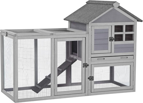 Aivituvin Rabbit Hutch Outdoor Chicken Coop Bunny Cage with Run & Tray 51.6''L