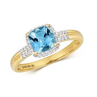 Blue Topaz Ring Swiss Blue Topaz And Diamond Ring Cushion Cluster Yellow Gold Blue Topaz Ring Swiss Blue Topaz And Diamond Ring Cushion Cluster Yellow Gold