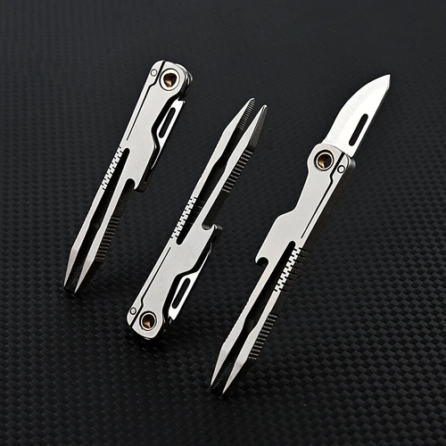 1 PC EDC Titanium Alloy Multi Tools Tweezers Opener Pocket Outdoor Folding Knife - Picture 17 of 20