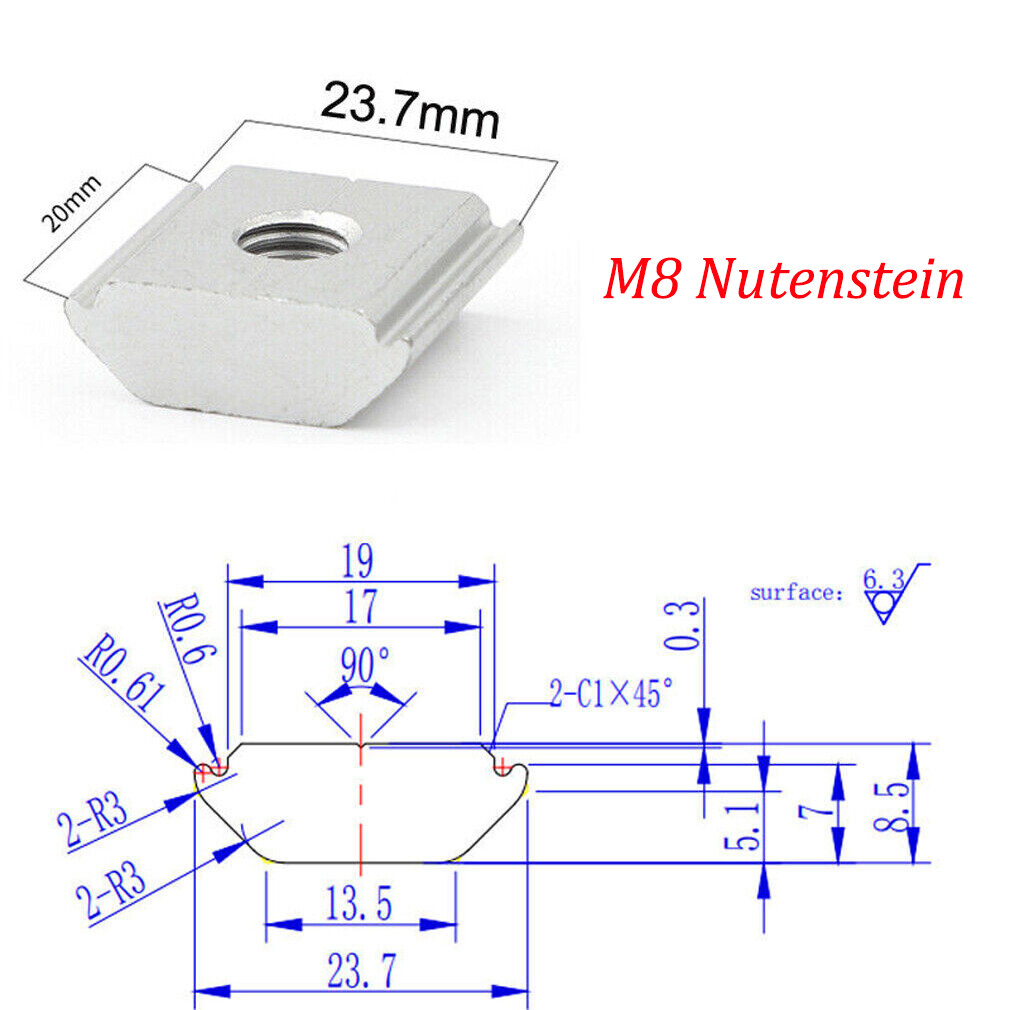 Produktbild von NAKA Aluprofil 40x40 Montageschiene – Solarschiene Typ S, Nut 8/10, 1,2 M, Korrosionsbeständig & Wetterfest Für PV-Anlagen