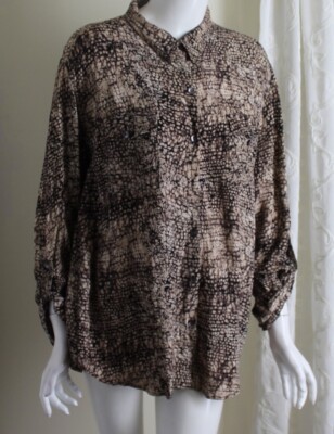 SO FUN Chico's Design Sz 3 XL FLOWING RAYON Snake Reptile Funky Blouse Shirt Top