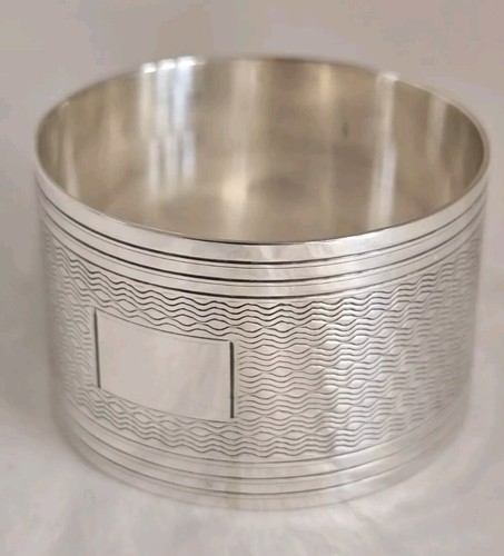 Antique sterling silver napkin ring. Birmingham 1920. By Edwin Joseph Houlston - Picture 12 of 22