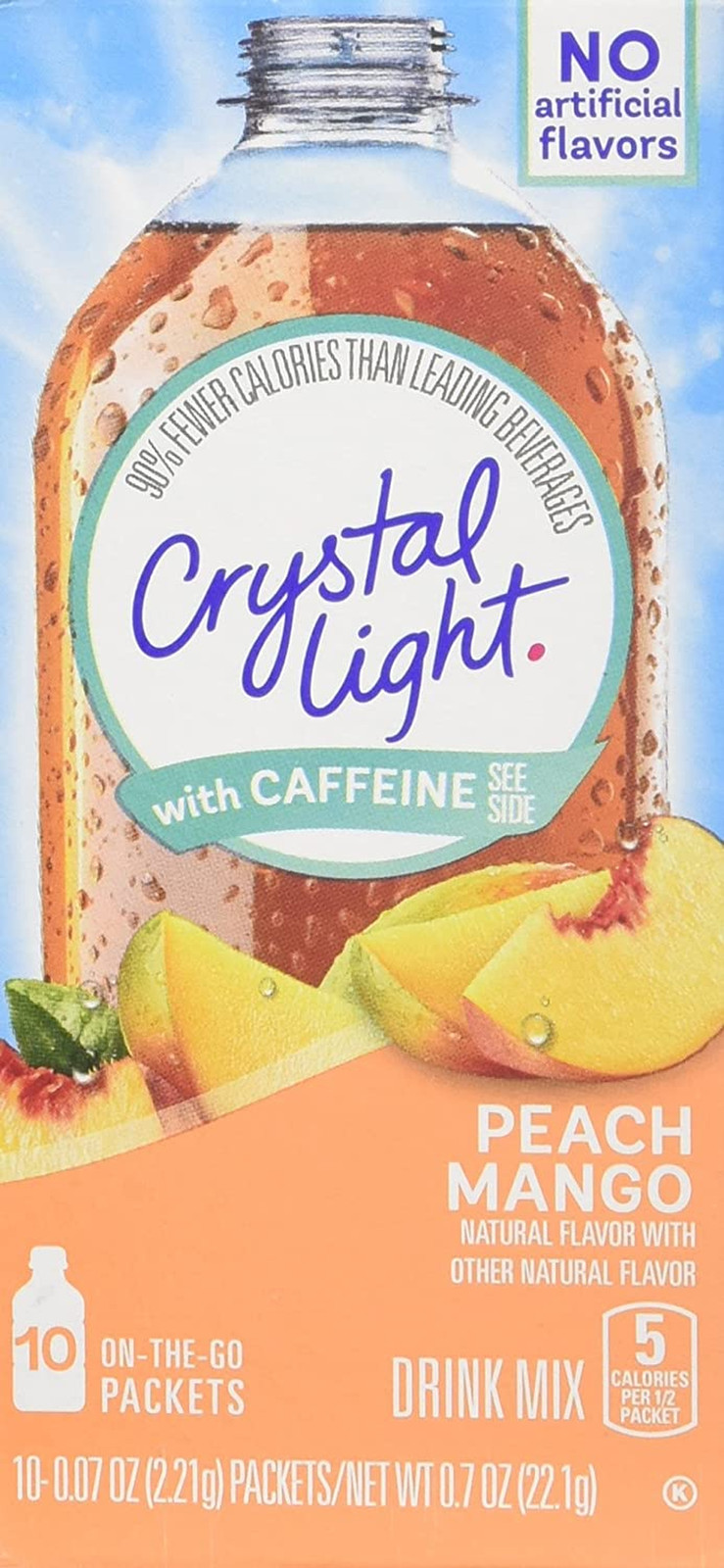 10 10-Packet Boxes Crystal Light Peach Mango With Caffeine On The Go