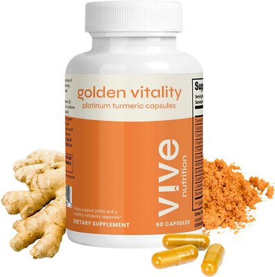 VIVE NUTRITION Golden Vitality Turmeric Curcumin Capsules - Platinum Blend