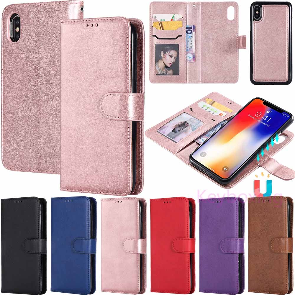 For iPhone 11 7 8 X XR XS Max Magnetic Detachable Wallet Flip