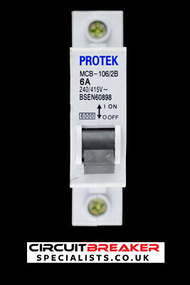 PROTEK 6 AMP CURVE B 6kA MCB SCHUTZSCHALTER MCB-106/2B