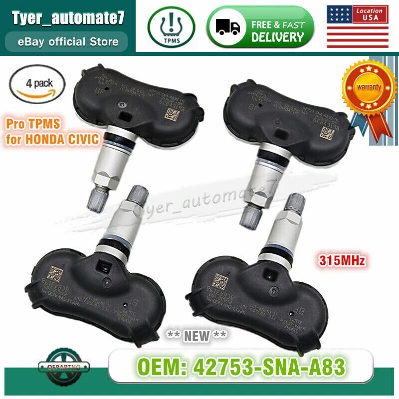 Juego 4 sensores de presión de neumáticos TPMS 42753-SNA-A83 315 MHz para HONDA CIVIC FIT ELEMENT Foto 2 de 4