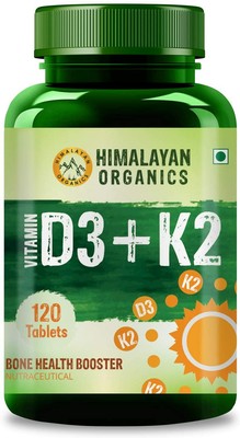 Himalayan Organics Vitamin D3 with K2 as MK7 supplement - 120 Veg Tablets