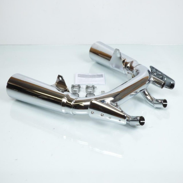 Pair Silent Exhaust Marving Chrome Yamaha Motorcycle 1200 VMAX 1986 to