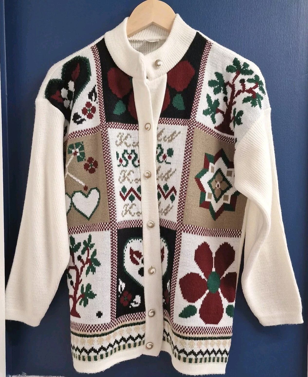 Vtg Basic Collection Xmas Nordic Patchwork Cardig… - image 2