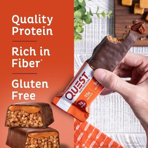 Crispy Protein Bar Chocolate Caramel Pecan Gluten Free 15g Protein 4 Count Snack - Picture 9 of 12