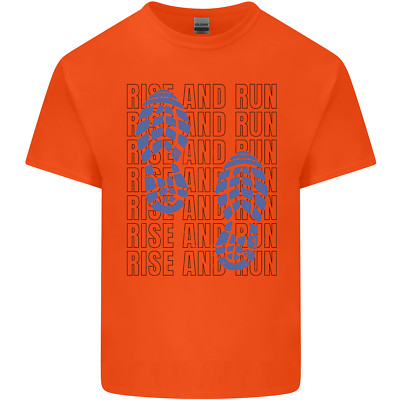 Rise & Run Running Marathon Cross Country Runner Herren Cotton Maglietta Tee Top