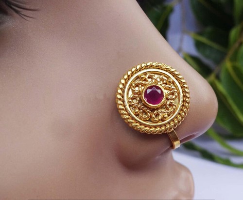Gold Nose Stud Ruby Nose Jewelry 