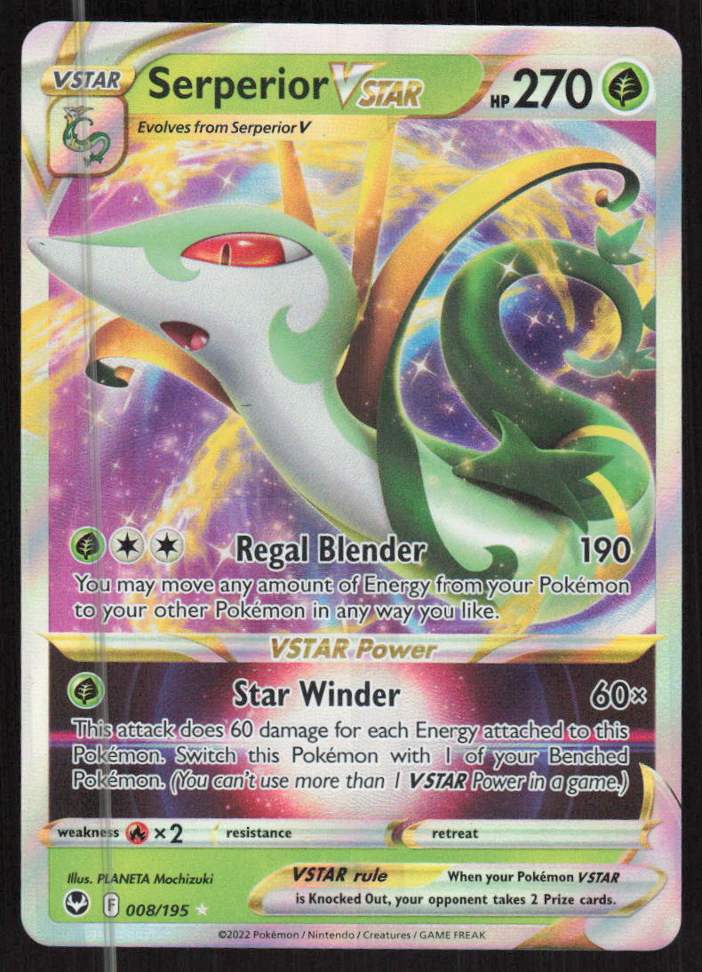 Pokemon TCG SWSH12: Silver Tempest #008/195 Serperior VSTAR NM