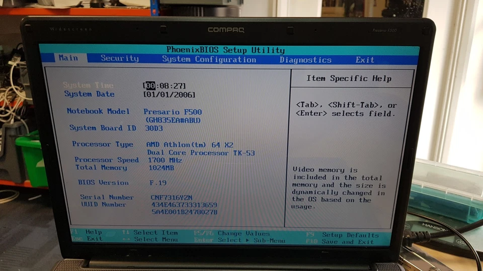 Compaq presario f500 15.4" Laptop AMD Athlon 64 X2 TK-53 1GB No HDD - Image 2 of 4