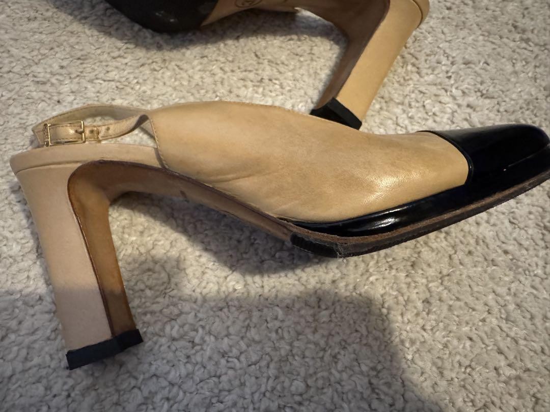 Chanel Heeled Sling-back Shoes Bicolor Size 36.5 US About6.5 For Women thumbnail 12