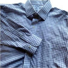 Brooks Brothers 346 Dress Shirt Mens 16.5 Purple Check Slim Fit No Iron Cotton