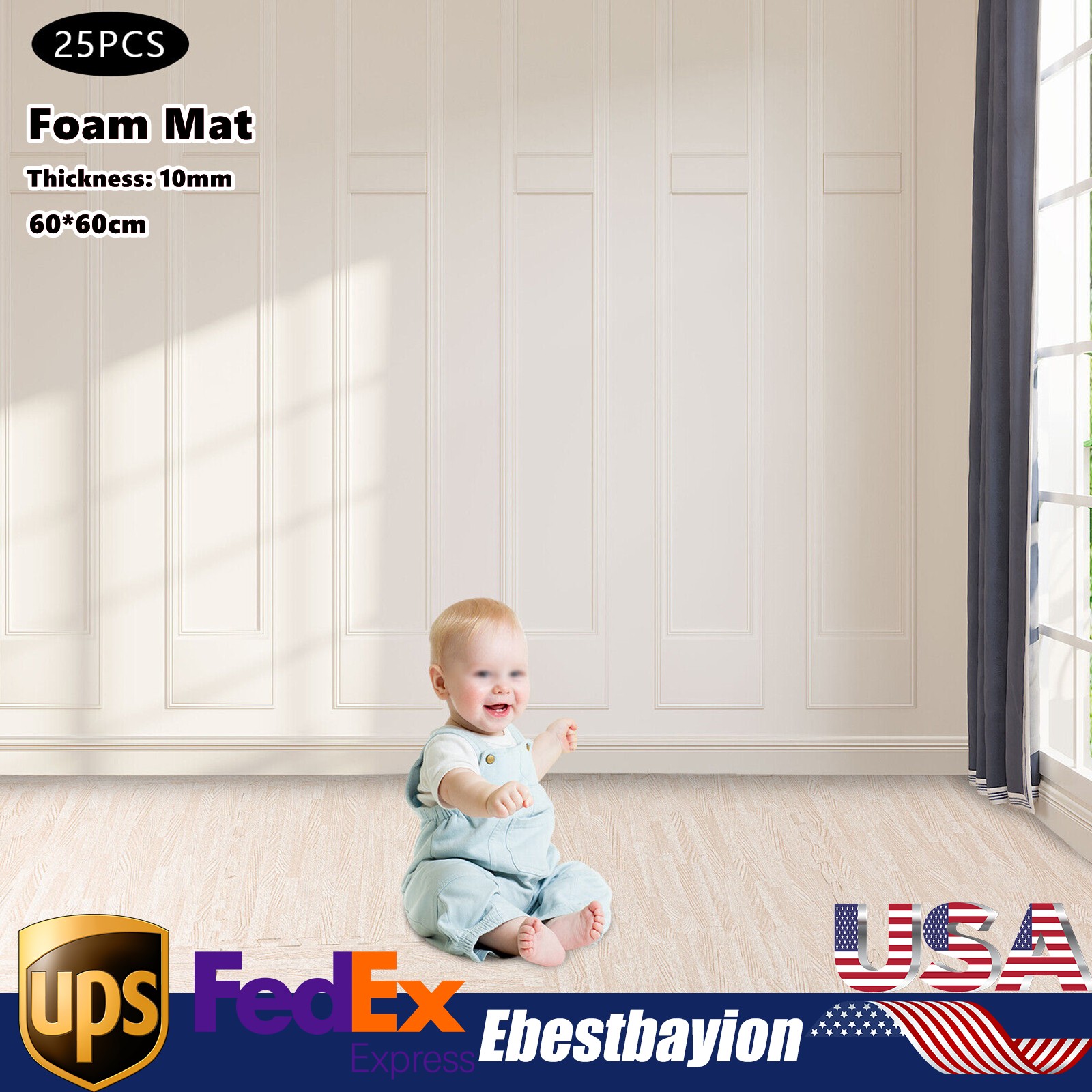 25-Piece Interlocking EVA Foam Puzzle Gym Mat - Non-Slip Floor Tiles