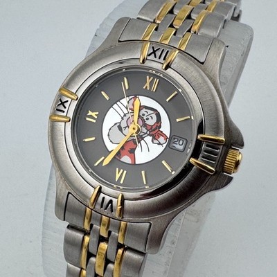 Disney Time Works Tigger Quartz Watch Women Dual Tone Analog New Battery 6.25''