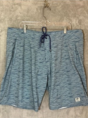 Costa Del Mar Mens 40 Blue Wave Print Board Shorts Swim Trunks Fishing READ