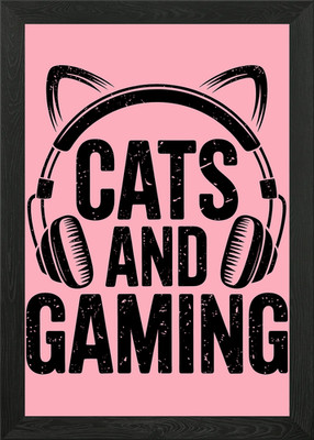 Katzen und Gaming Grafik Design Gerahmtes Wandbild Poster Leinwanddruck Bild