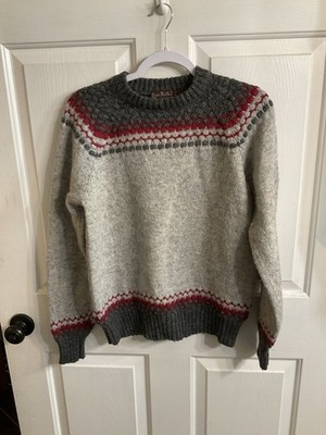 Vintage Brian MacNeil NZ Wool Sweater. Grey W/red Trim Woman s Sz L EPOC
