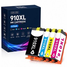 4PK 910XL Ink Cartridges W/Chip For OfficeJet 8015e 8015, Pro 8020 8025 8035
