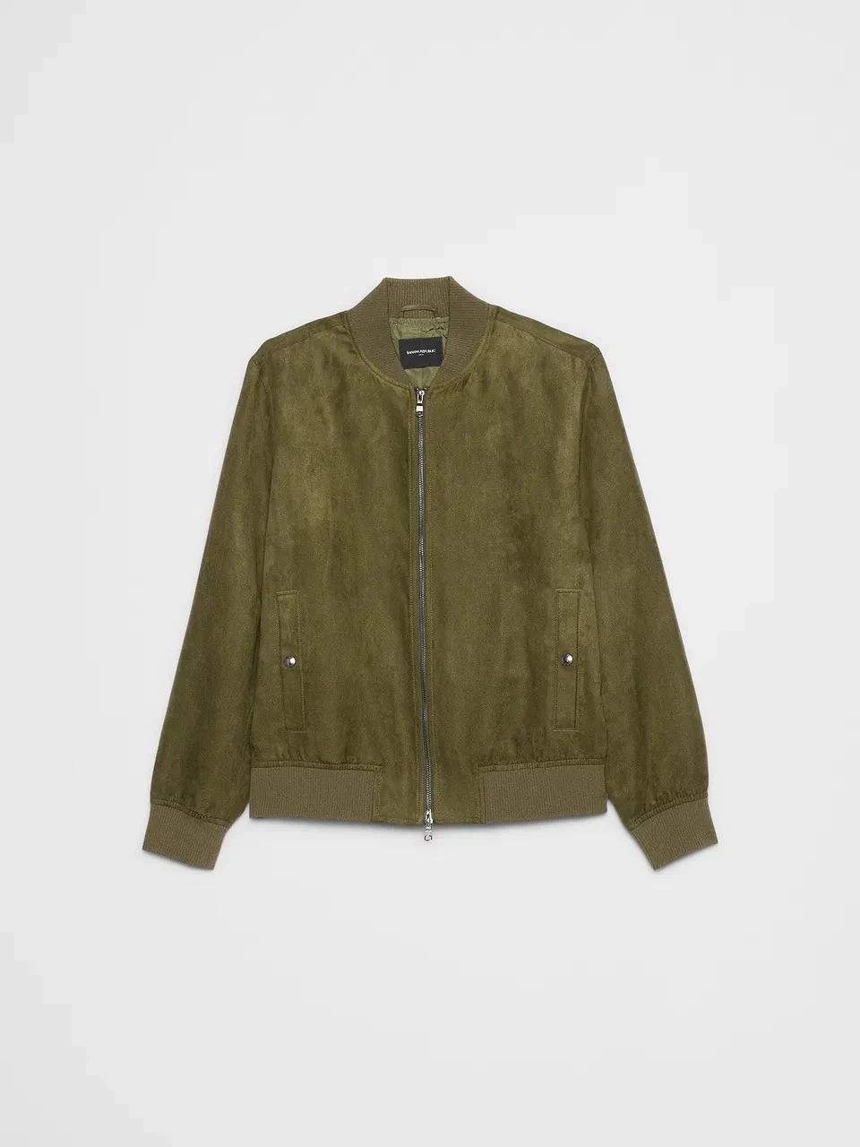 Banana Republic Factory Men's Dark Olive Vegan Suede Bomber Jacket XS - product detail image 1