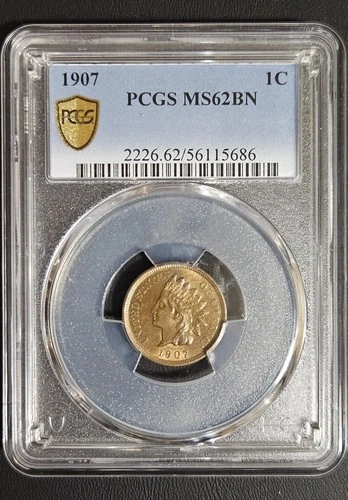 1907 U.S. Indian Head Cent PCGS Gold Shield MS62BN Nice UNC!