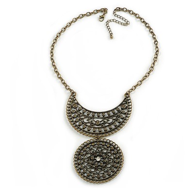Vintage Bronze Filigran Medaillon Diamant Halskette